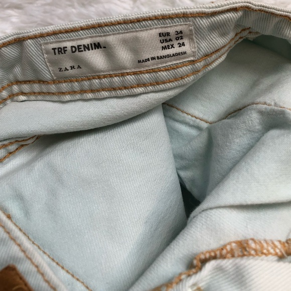 Zara Mint-Light Green High-Waist Denim Mom Shorts - Picture 3 of 6